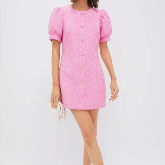 Tuckernuck Dresses & Skirts - Tweed Pink Puff Sleeve Dress
